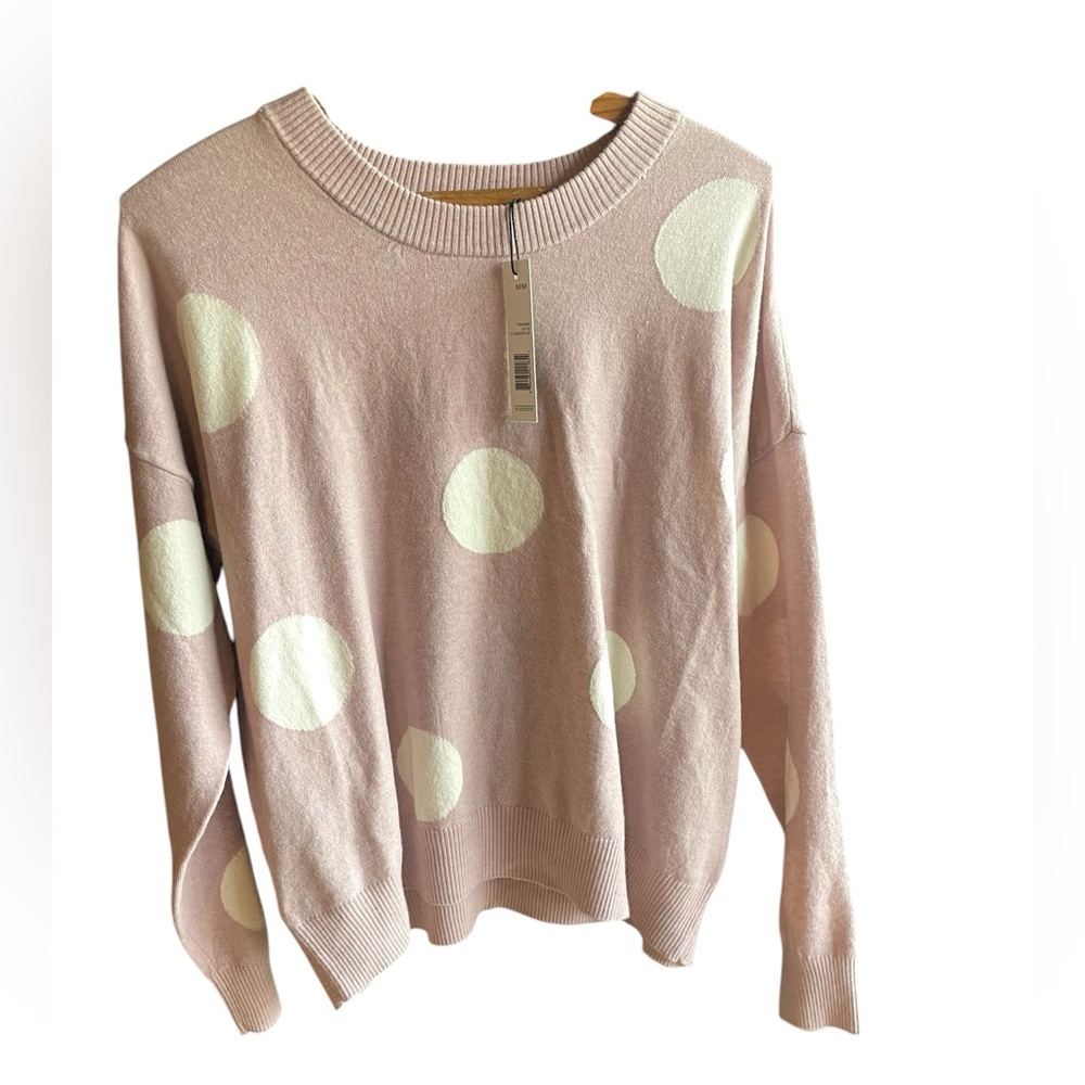 T Tahari Mauve Polka Dot Sweater – Medium | Stylish and Comfortable - NWT
